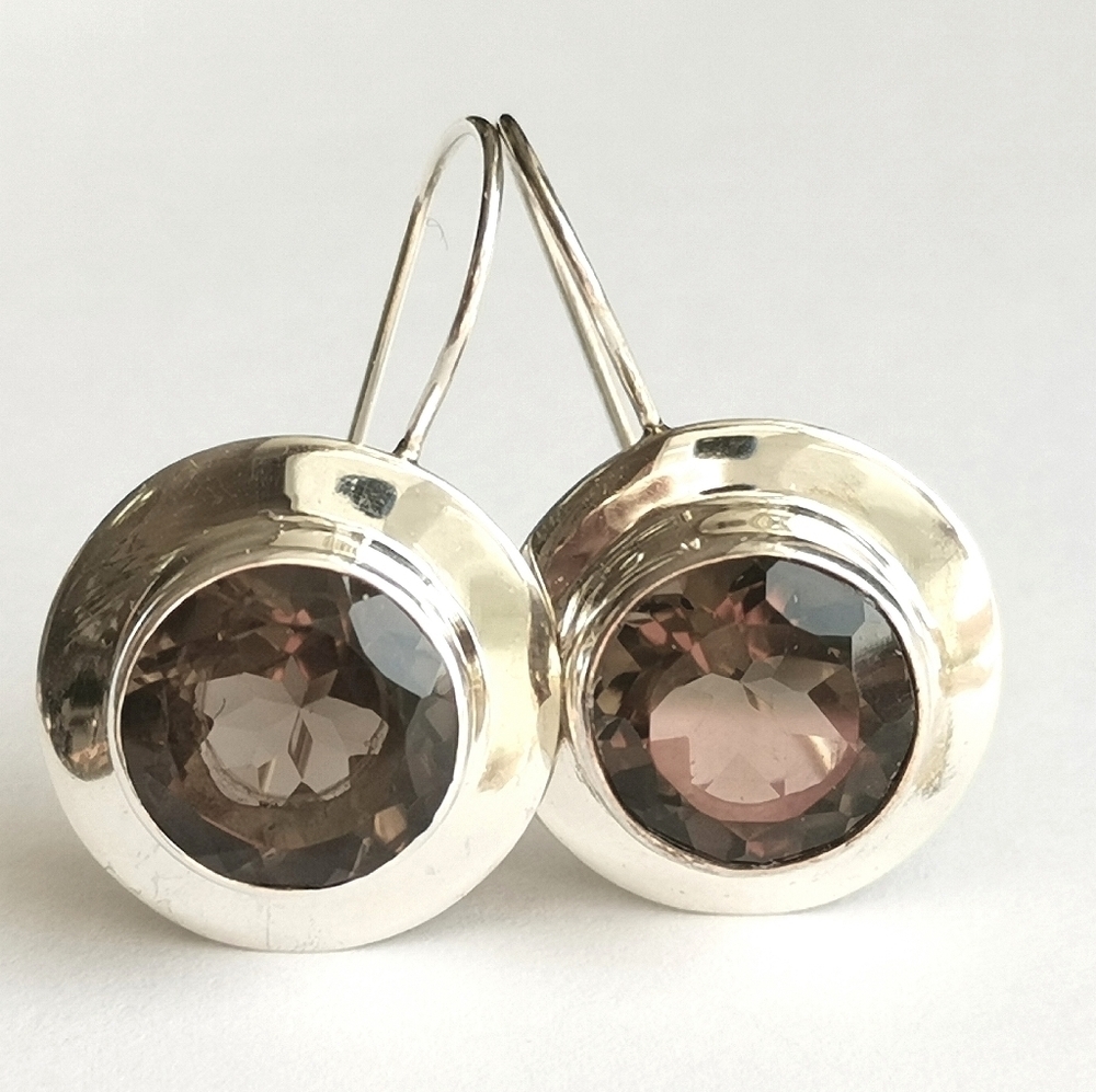 SMOKY topaz quartz drop earrings in Sterling Silver 🆕